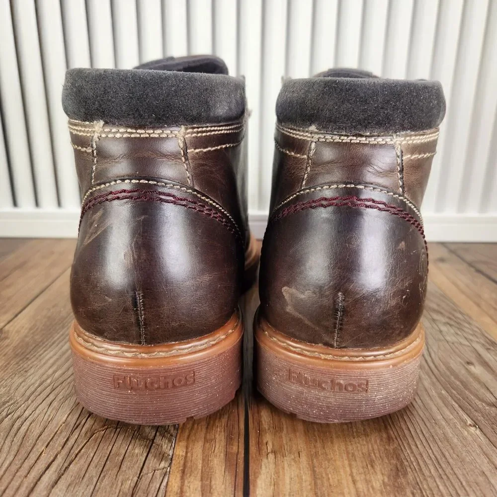 Fluchos Ankle Chukka Boots Men Sz 8 EU 41 Brown Distressed Leather Hipster Spain